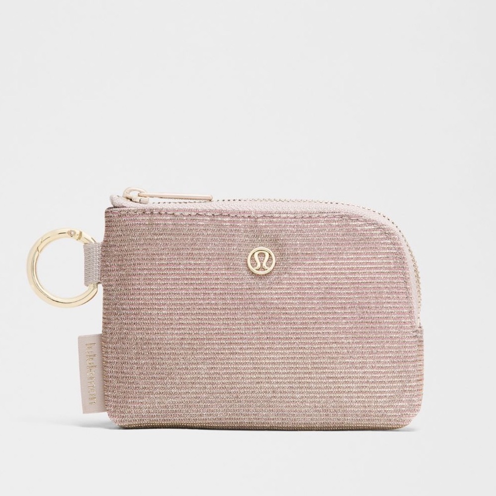 Lululemon Clippable Card Pouch Glitter Rose Gold